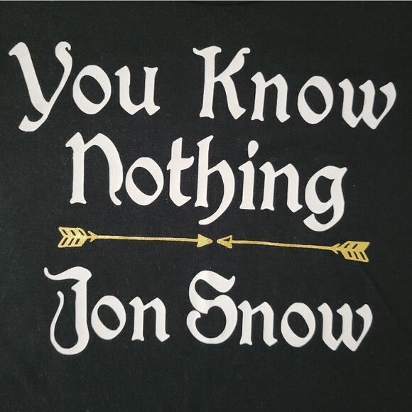 Game of Thrones Black Scoop-Neck You Know Nothing Jon Snow Short Sleeve Tee - Picture 7 of 12
